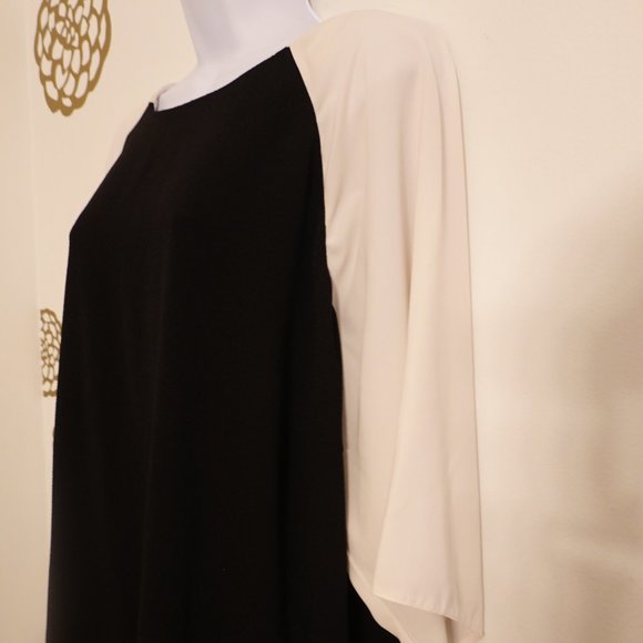 (NWOT) ASOS Curve Black/Cream 3/4 Sleeve Midi Shift Dress 24W - Picture 3 of 10